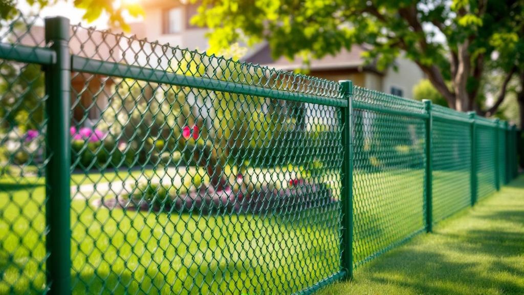 Green Vinyl Coated Chain Link Project - Professional Chain Link by Fencing & Gates contractors