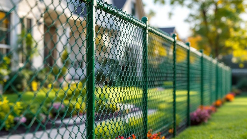 Green Vinyl Coated Chain Link Project - Professional Chain Link by Fencing & Gates contractors