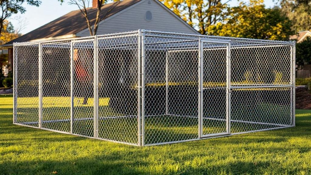 Chain Link Dog Kennel Run for Suburban Properties - Professional Chain Link by Fencing & Gates contractors