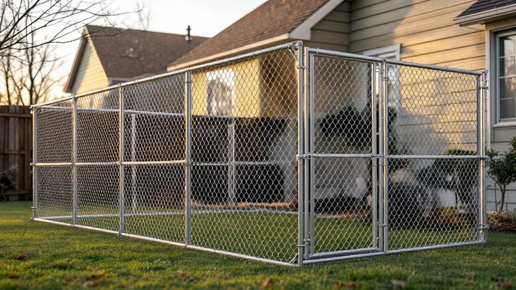 Chain Link Dog Kennel Run for Suburban Properties - Professional Chain Link by Fencing & Gates contractors