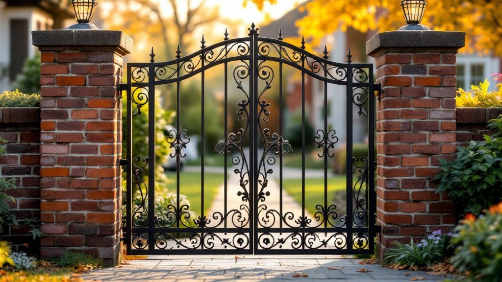 Iron Fence with Brick Columns - Residential - Professional Ornamental Iron by Fencing & Gates contractors
