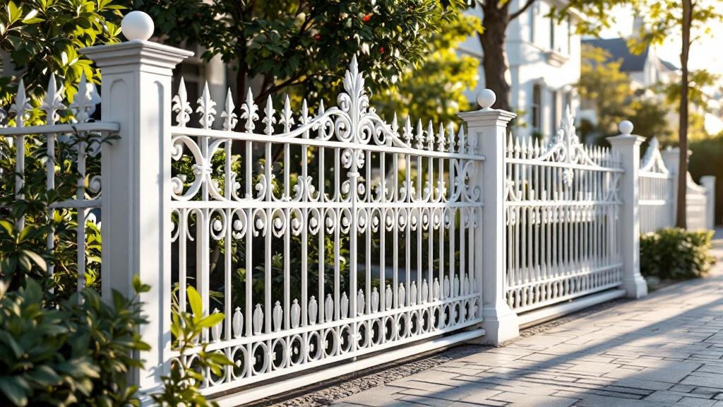 White Ornamental Iron Fence Project - Professional Ornamental Iron by Fencing & Gates contractors