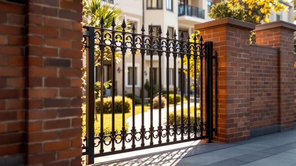 Iron Fence with Brick Columns - Residential - Professional Ornamental Iron by Fencing & Gates contractors