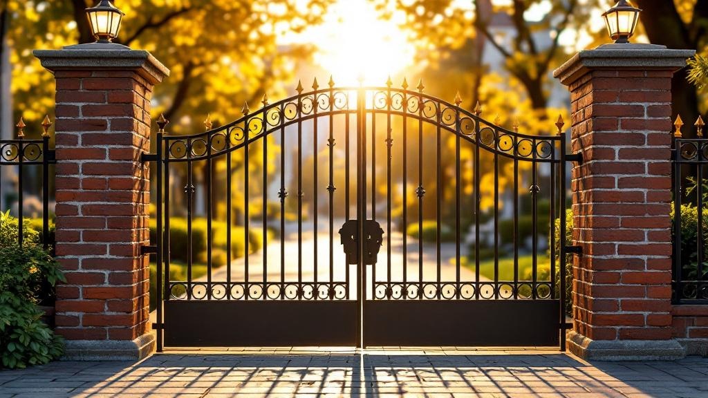 Iron Fence with Brick Columns - Residential - Professional Ornamental Iron by Fencing & Gates contractors