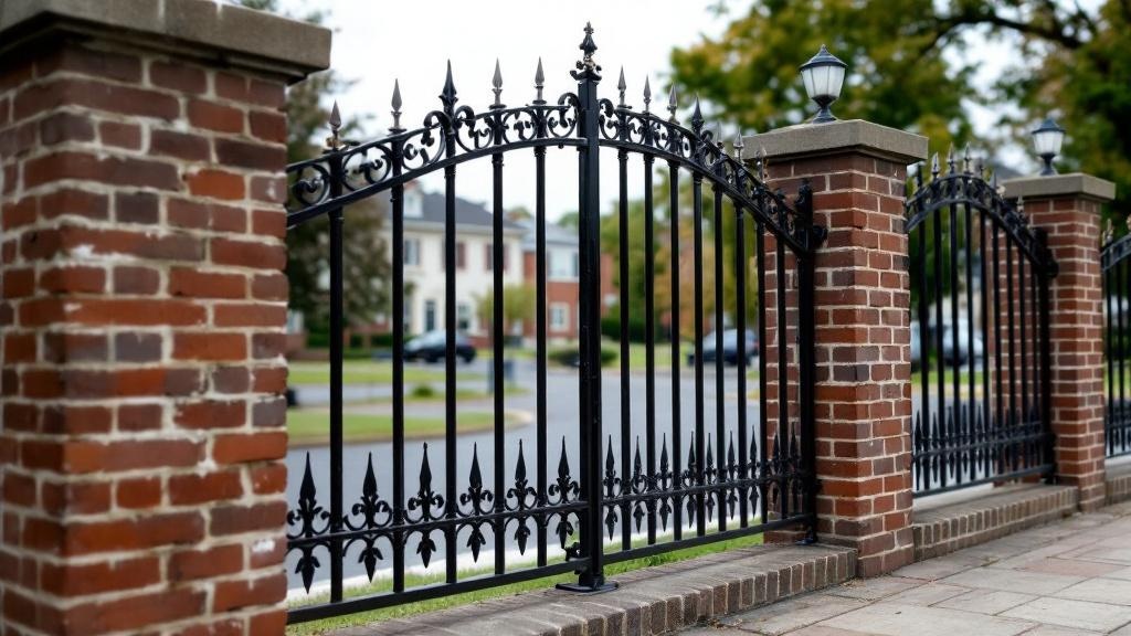 Iron Fence with Brick Columns - Residential - Professional Ornamental Iron by Fencing & Gates contractors