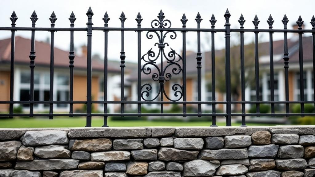Iron Fence Stone Wall Base for School Properties - Professional Ornamental Iron by Fencing & Gates contractors