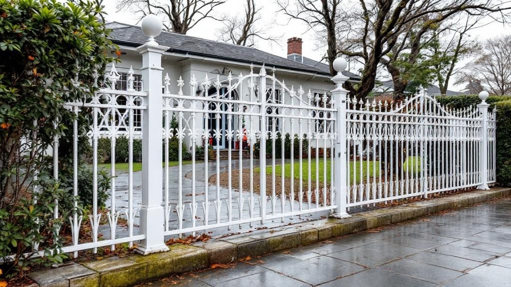 White Ornamental Iron Fence Project - Professional Ornamental Iron by Fencing & Gates contractors