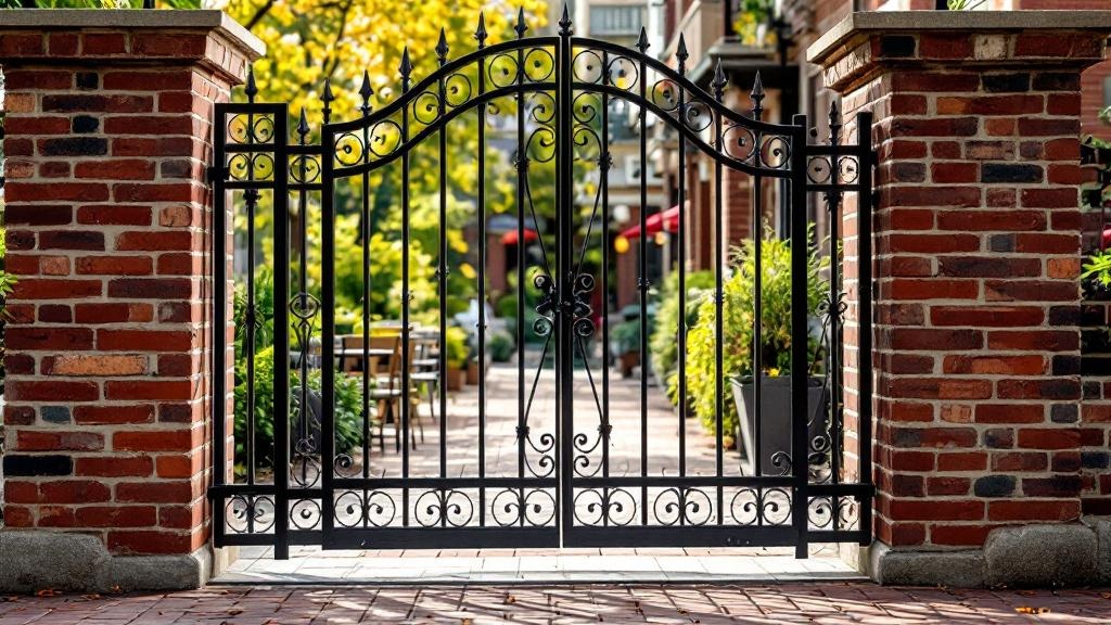 Iron Fence with Brick Columns - Residential - Professional Ornamental Iron by Fencing & Gates contractors