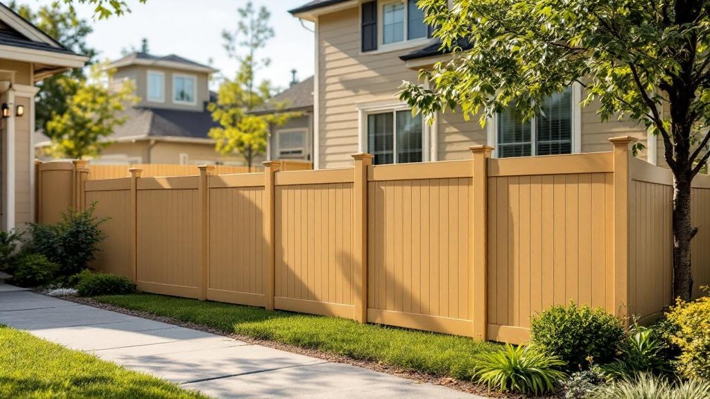 Professional Tan Vinyl Privacy Fence - Professional Vinyl Fence by Fencing & Gates contractors