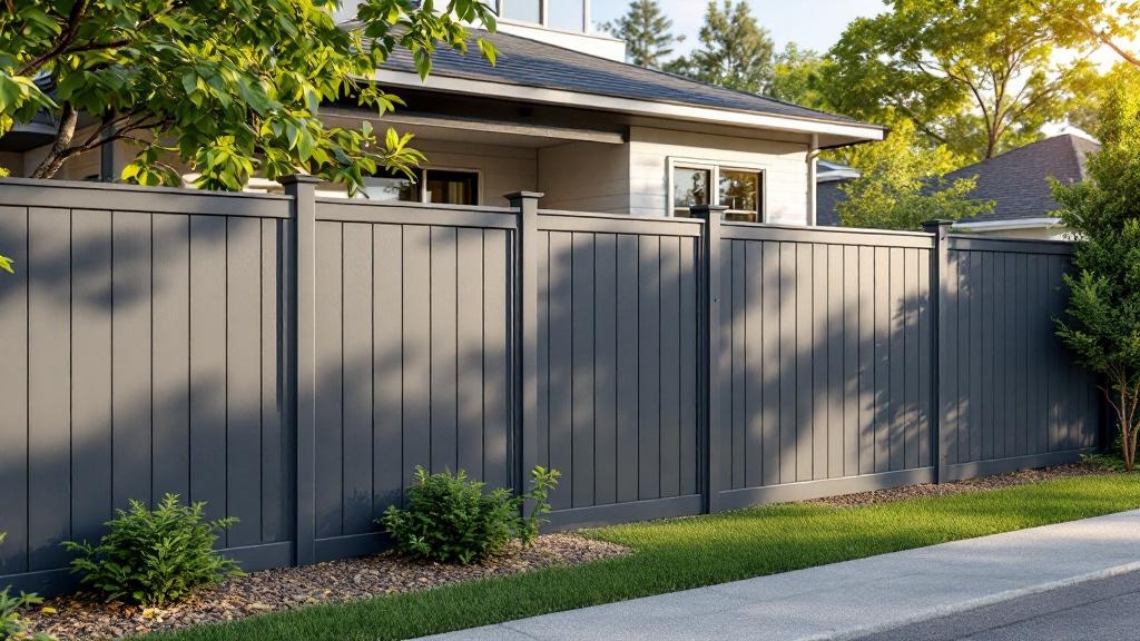 Gray Vinyl Privacy Fence for Suburban Properties - Professional Vinyl Fence by Fencing & Gates contractors