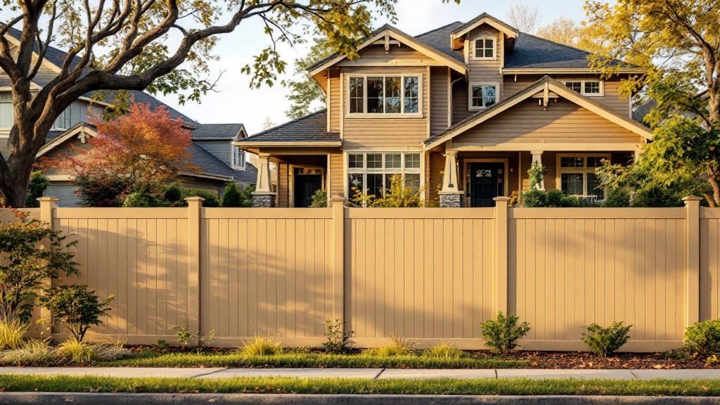 Professional Tan Vinyl Privacy Fence - Professional Vinyl Fence by Fencing & Gates contractors