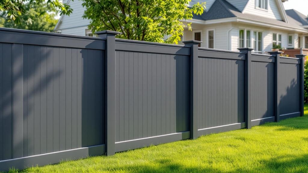 Gray Vinyl Privacy Fence for Suburban Properties - Professional Vinyl Fence by Fencing & Gates contractors
