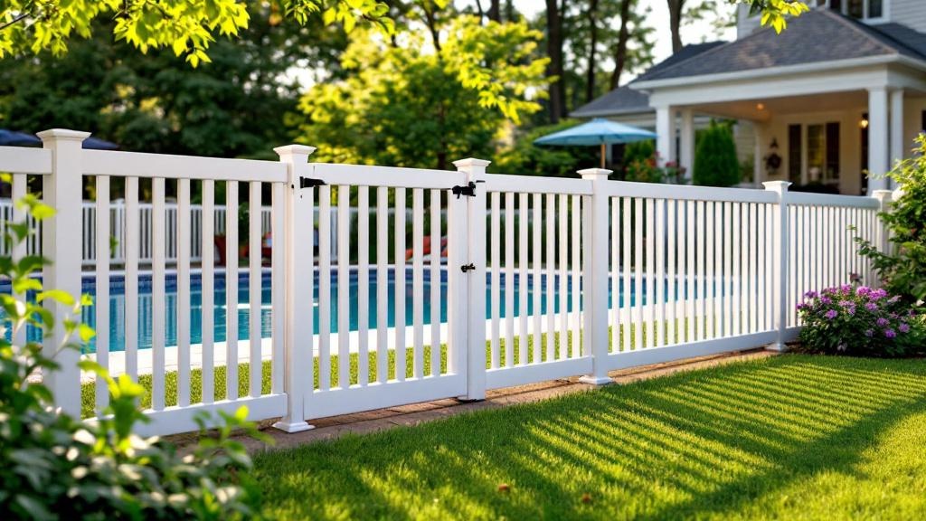 Vinyl Pool Safety Fence Project - Professional Vinyl Fence by Fencing & Gates contractors