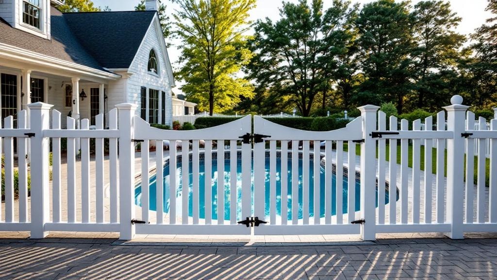 Vinyl Pool Safety Fence Project - Professional Vinyl Fence by Fencing & Gates contractors