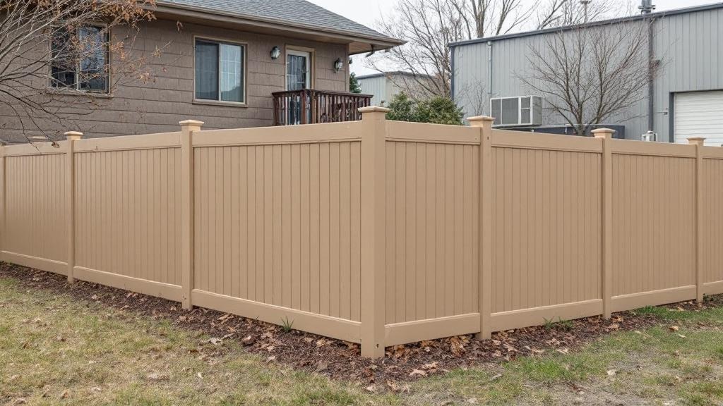 New Tan Vinyl Privacy Fence - Professional Vinyl Fence by Fencing & Gates contractors