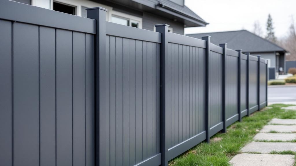 Gray Vinyl Privacy Fence for Industrial Properties - Professional Vinyl Fence by Fencing & Gates contractors