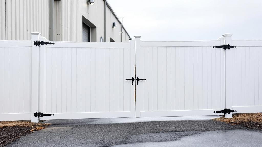 Vinyl Privacy Gate for Industrial Properties - Professional Vinyl Fence by Fencing & Gates contractors