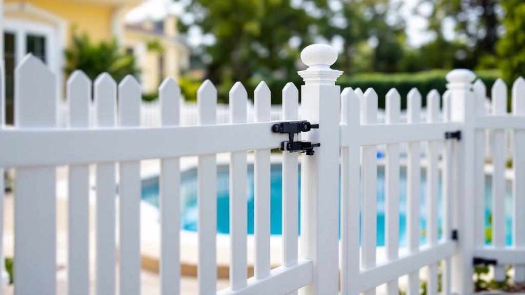 Vinyl Pool Safety Fence Project - Professional Vinyl Fence by Fencing & Gates contractors
