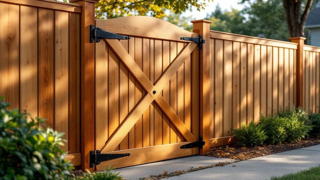 Wood Privacy Gate for Suburban Properties - Professional Wood Fence by Fencing & Gates contractors