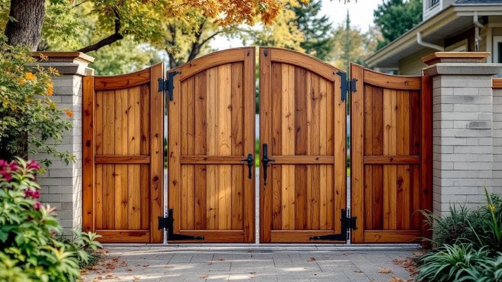 Custom Arched Wood Gate for Urban Properties - Professional Wood Fence by Fencing & Gates contractors
