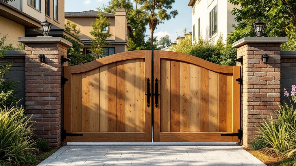 Custom Arched Wood Gate for Apartment Properties - Professional Wood Fence by Fencing & Gates contractors