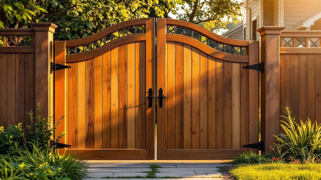 Custom Arched Wood Gate for Retail Properties - Professional Wood Fence by Fencing & Gates contractors