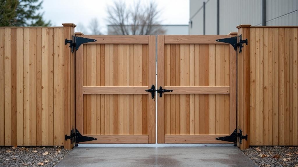 Wood Privacy Gate for Industrial Properties - Professional Wood Fence by Fencing & Gates contractors