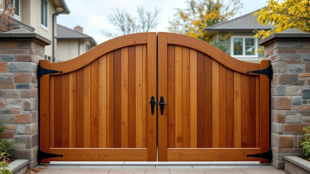 Custom Arched Wood Gate for School Properties - Professional Wood Fence by Fencing & Gates contractors