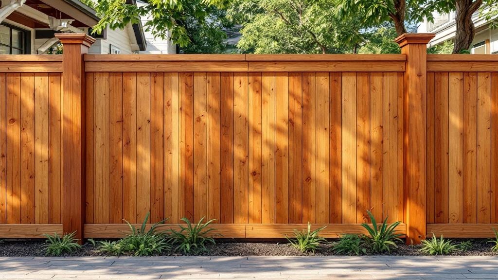Stained Cedar Fence Project - Professional Wood Fence by Fencing & Gates contractors