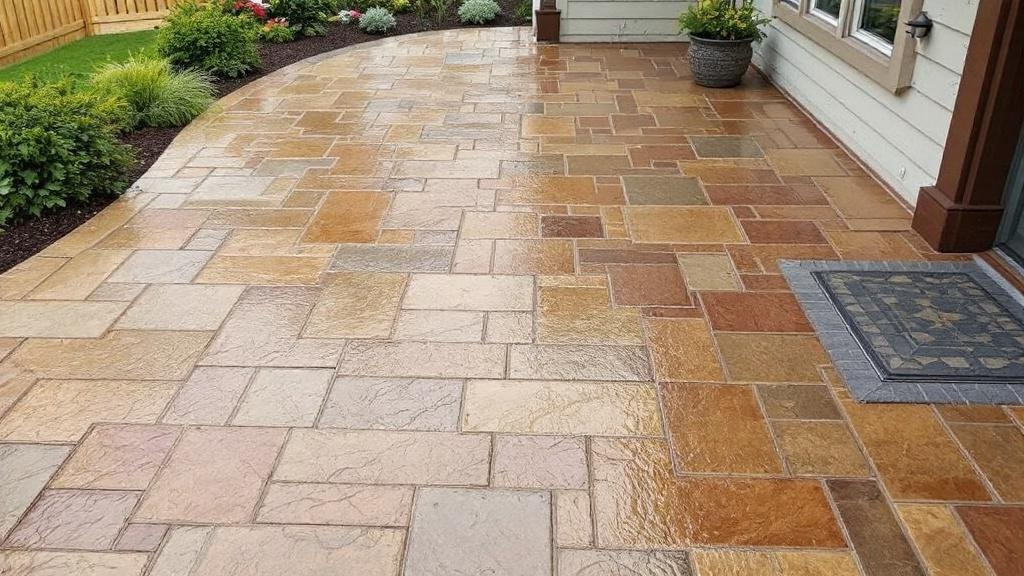 Stamped Concrete Patio - Professional Hardscaping by Landscaping contractors