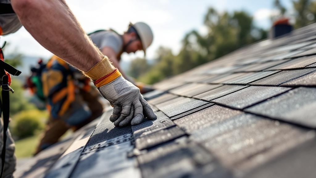 Roofer Installing Starter Strip - Professional Asphalt Shingles by Roofing contractors