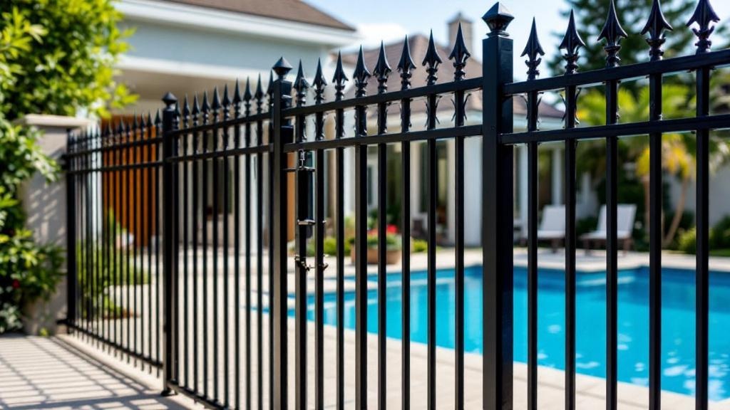 Black Ornamental Iron Pool Fence - Professional Ornamental Iron installation by licensed contractors