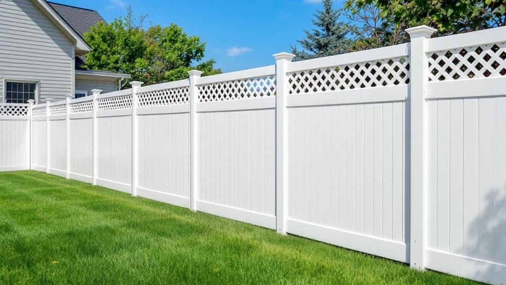 White Vinyl Privacy Fence with Lattice Top - Professional Vinyl Fence installation by licensed contractors