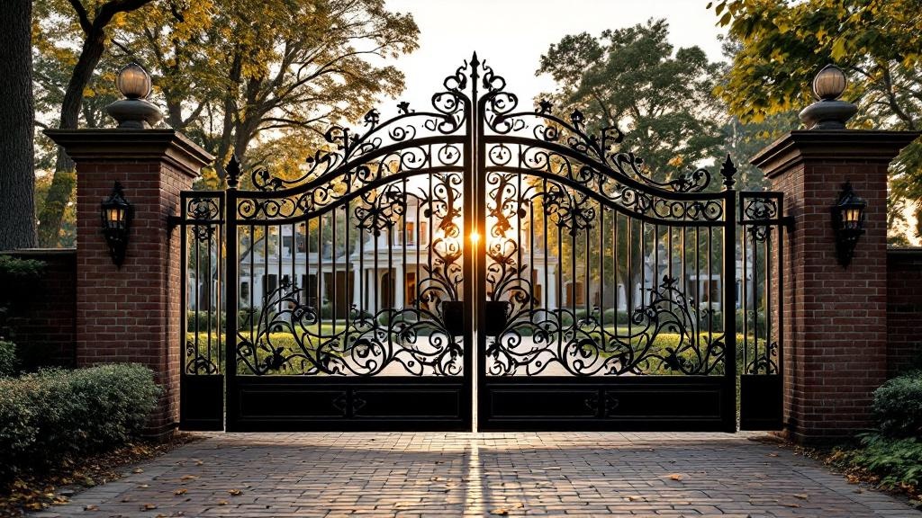 Ornamental Iron Driveway Entry Gate - Professional Ornamental Iron installation by licensed contractors