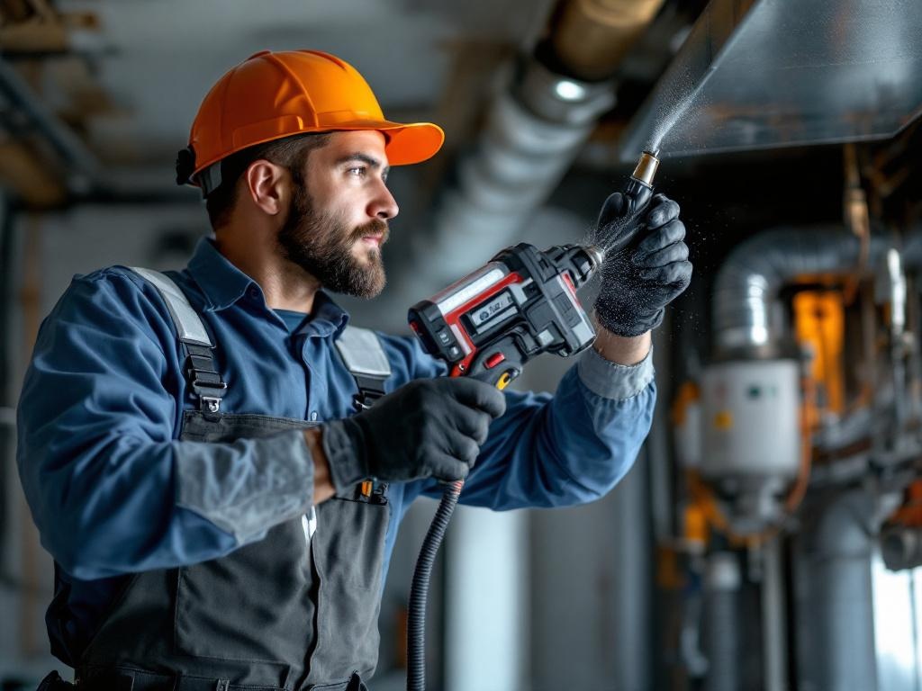 HVAC technician cleaning ductwork with professional tools and equipment for better air quality