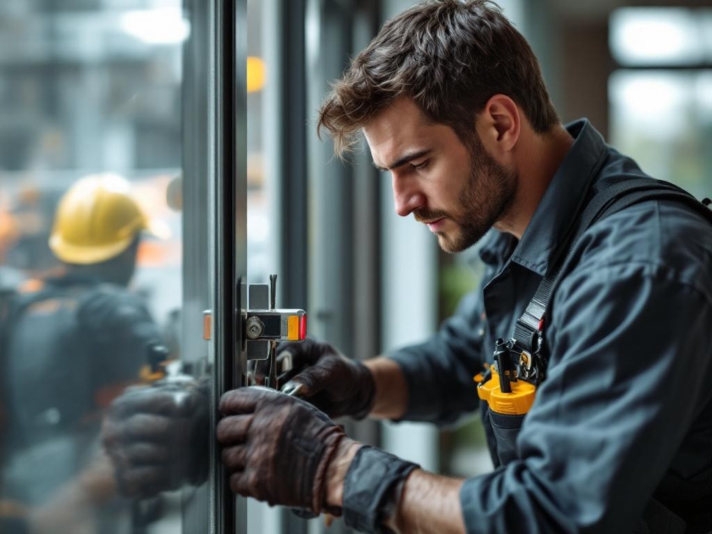 Professional locksmith unlocking a door during an emergency lockout situation