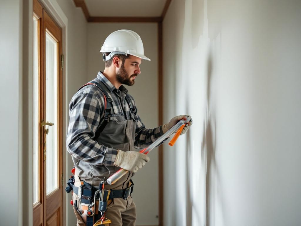 Professional painter applying interior paint on a wall using quality tools
