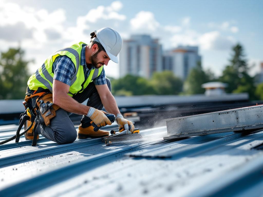 Professional roofing technician installing durable and energy-efficient metal roofing system