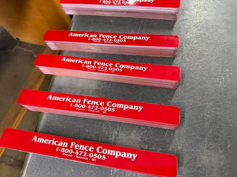 crimson rectangle Fence Sign