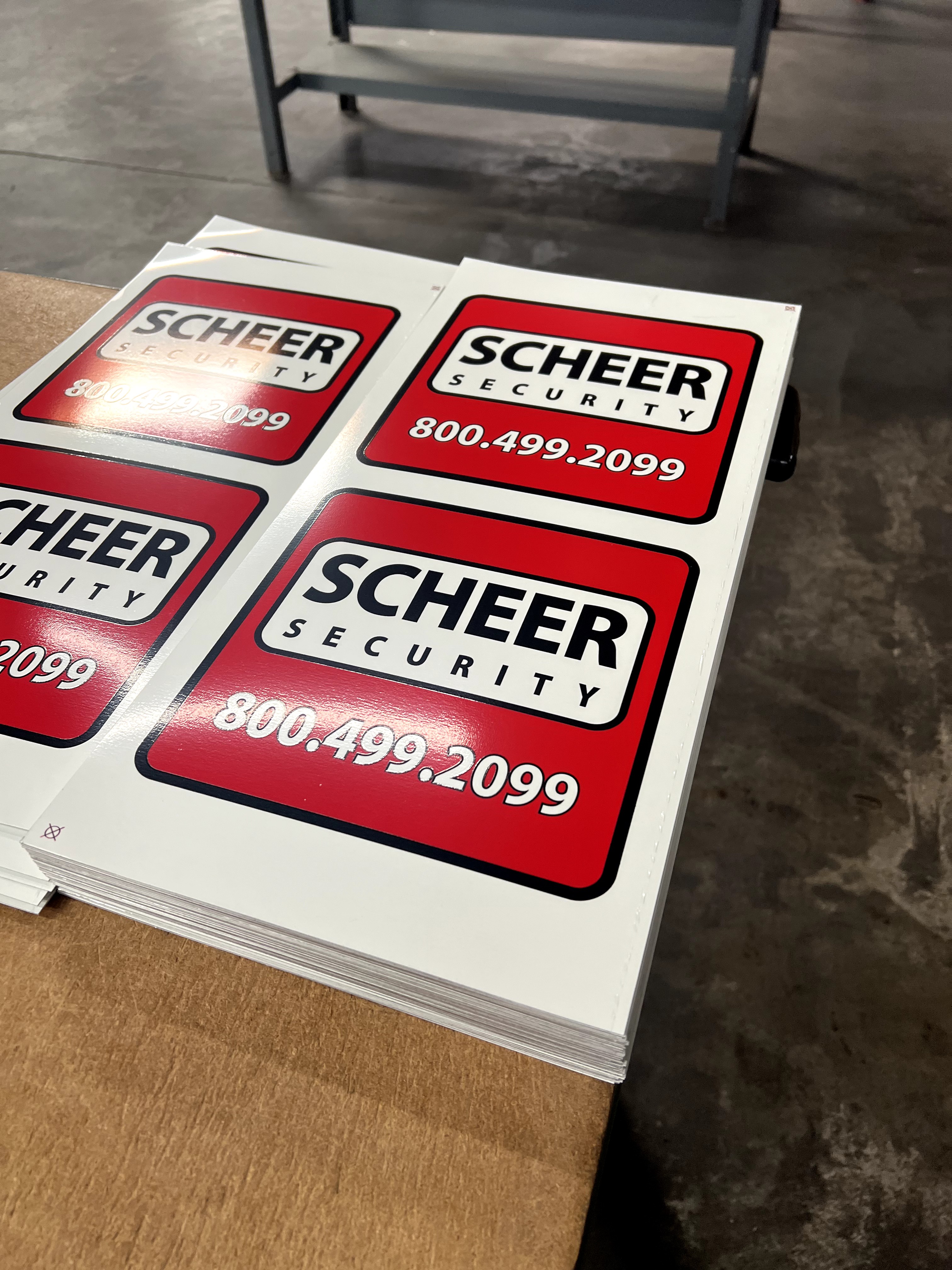 crimson rounded rectangle Security Sign