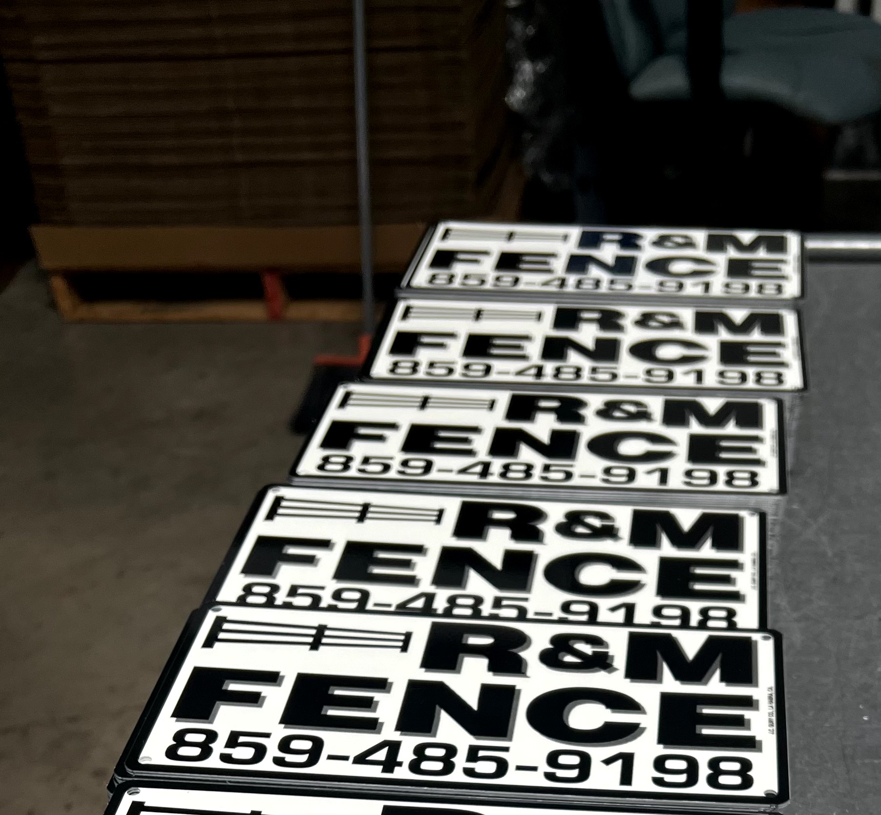 Custom black and white rectangle sign for fence businesses