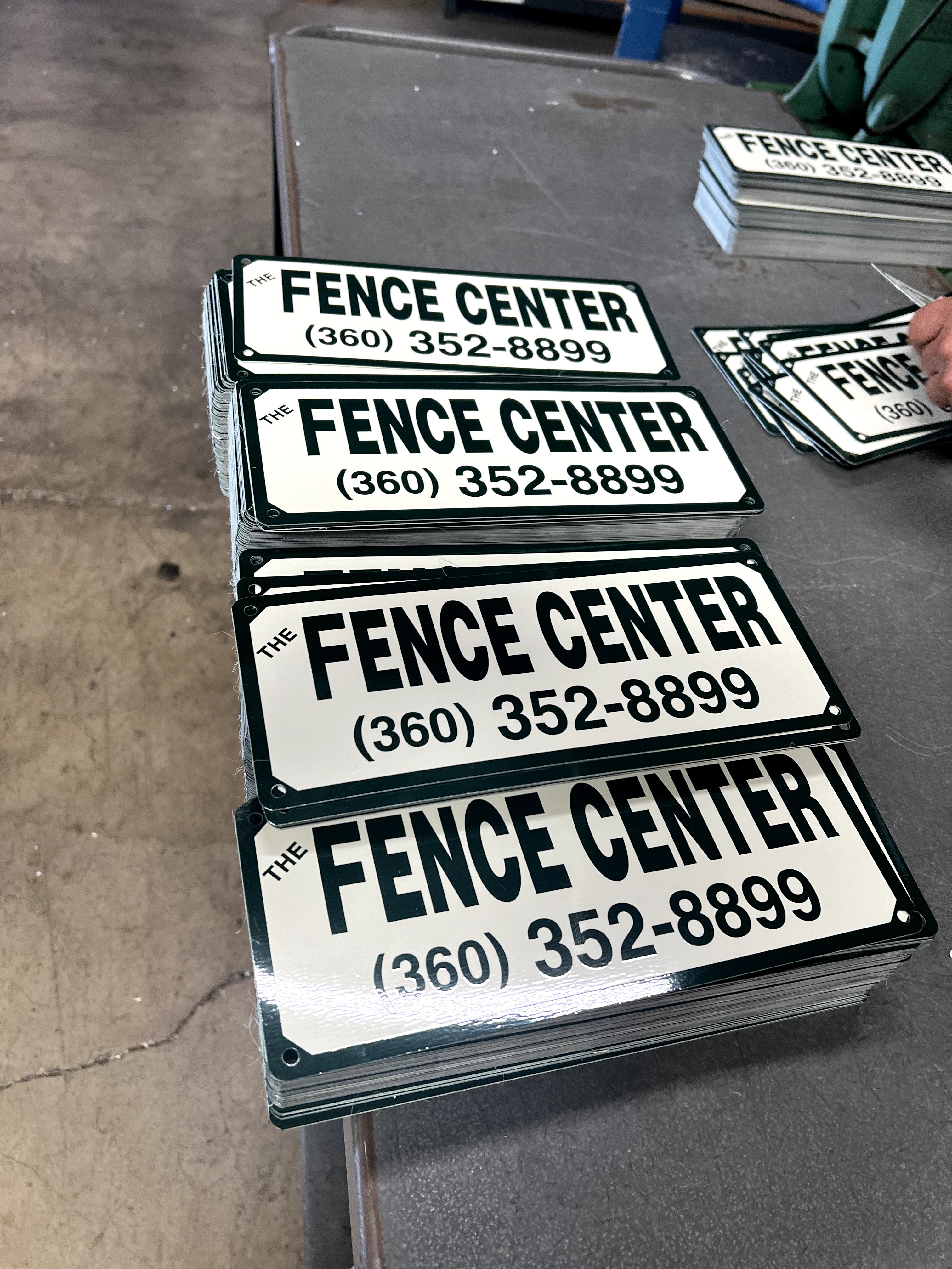 Custom black and white rectangle sign for fence businesses