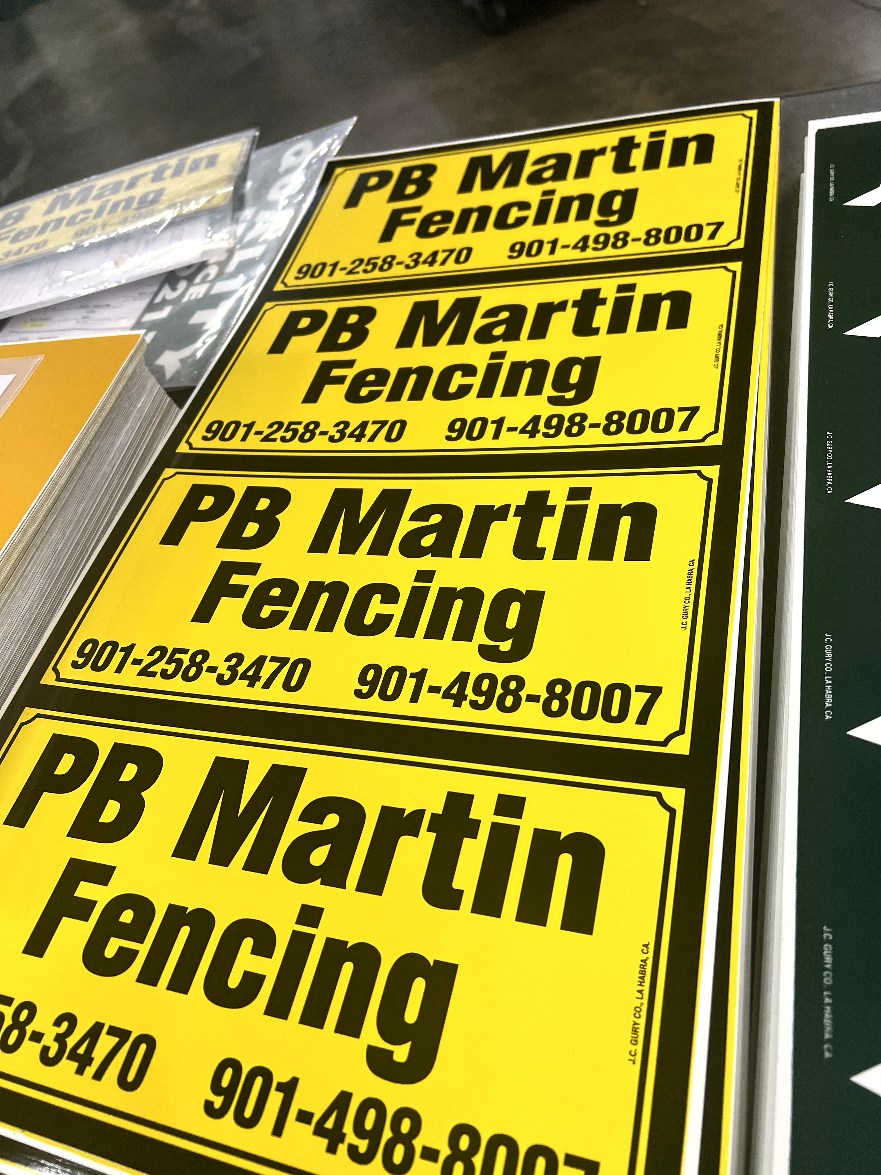 Custom black and white rectangle sign for fence businesses