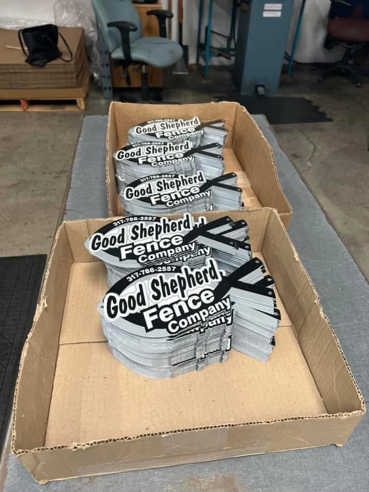 black shield Fence Sign