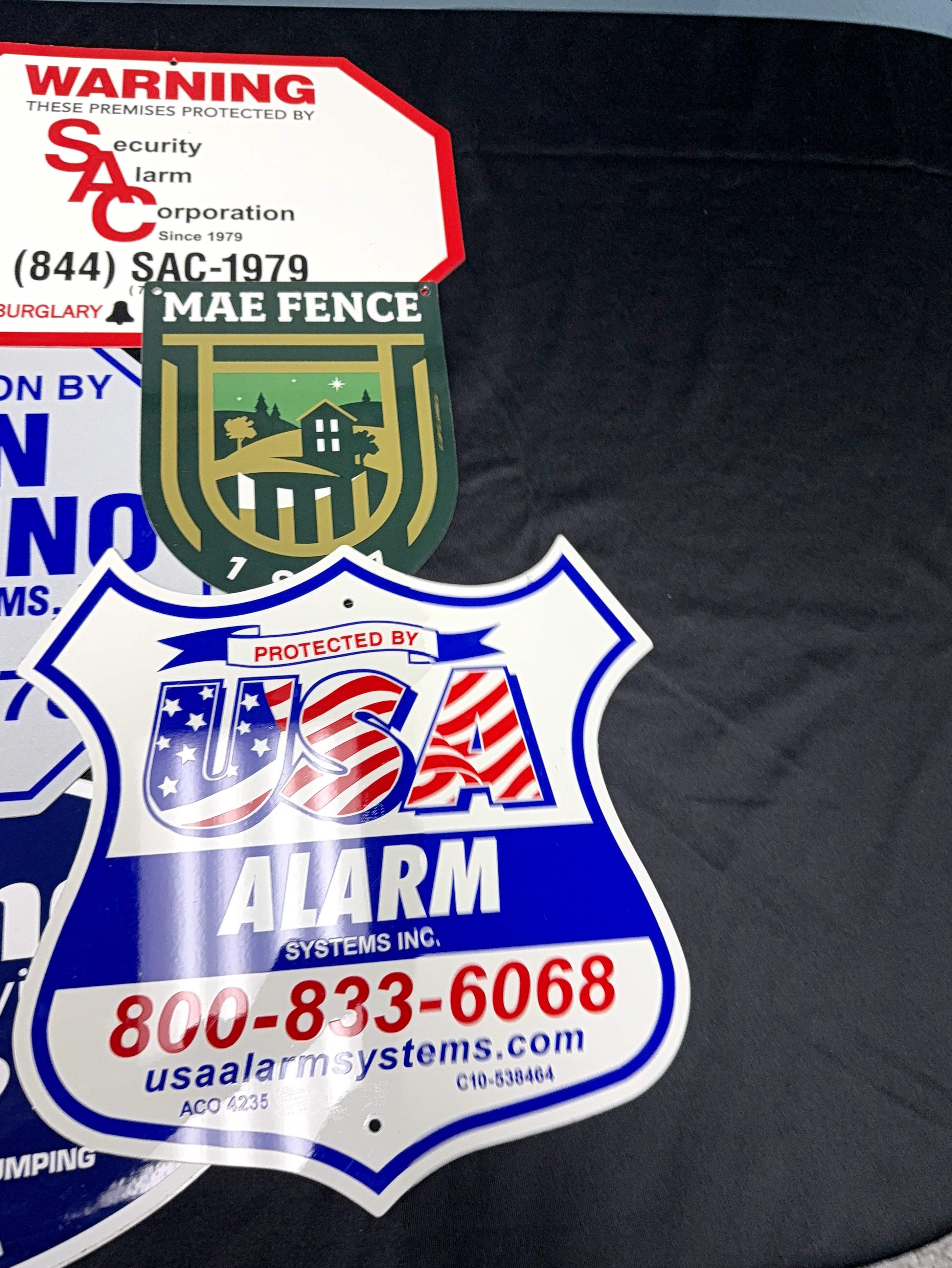 royal-blue shield Security Sign