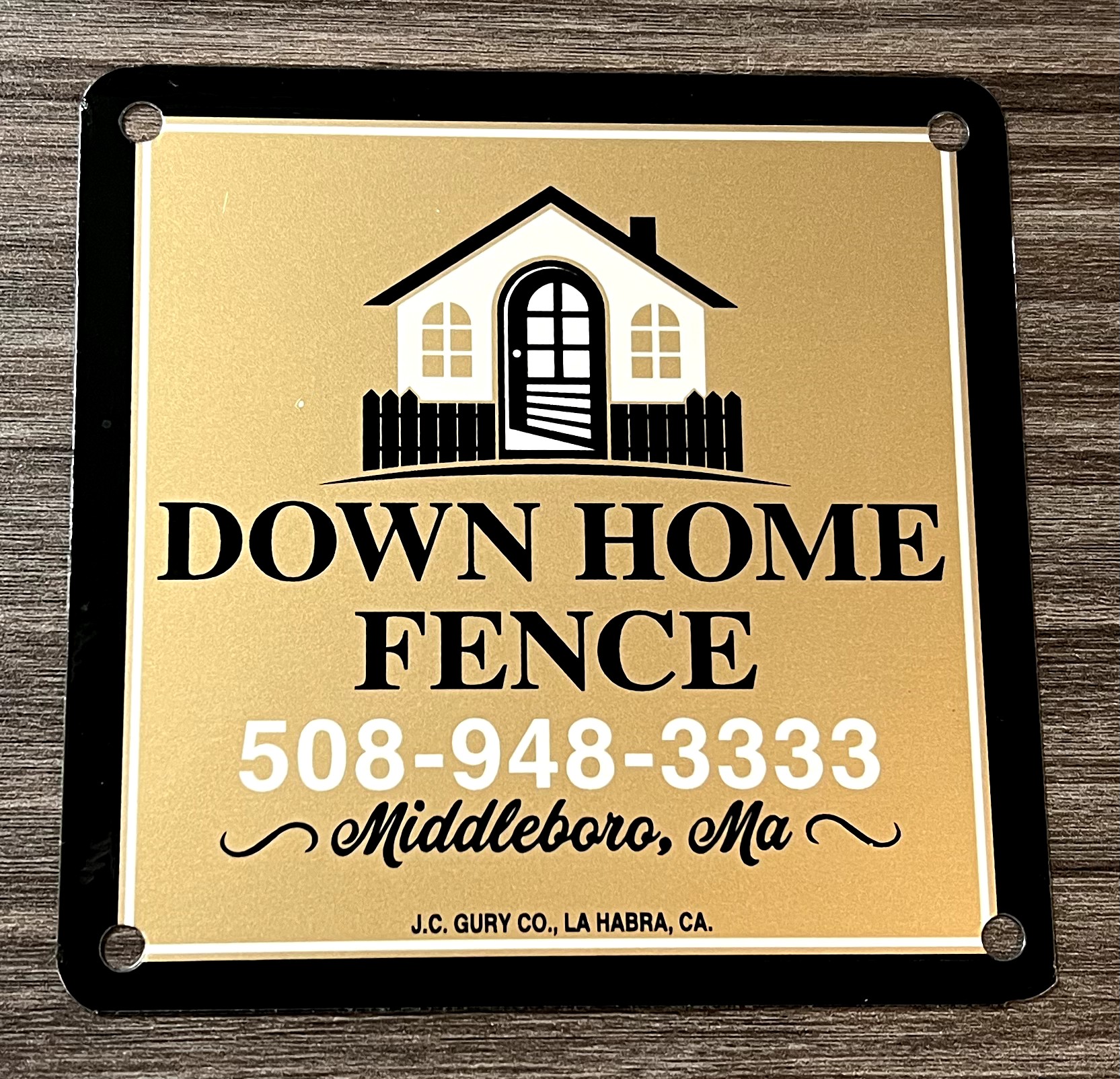 black rounded rectangle Fence Sign