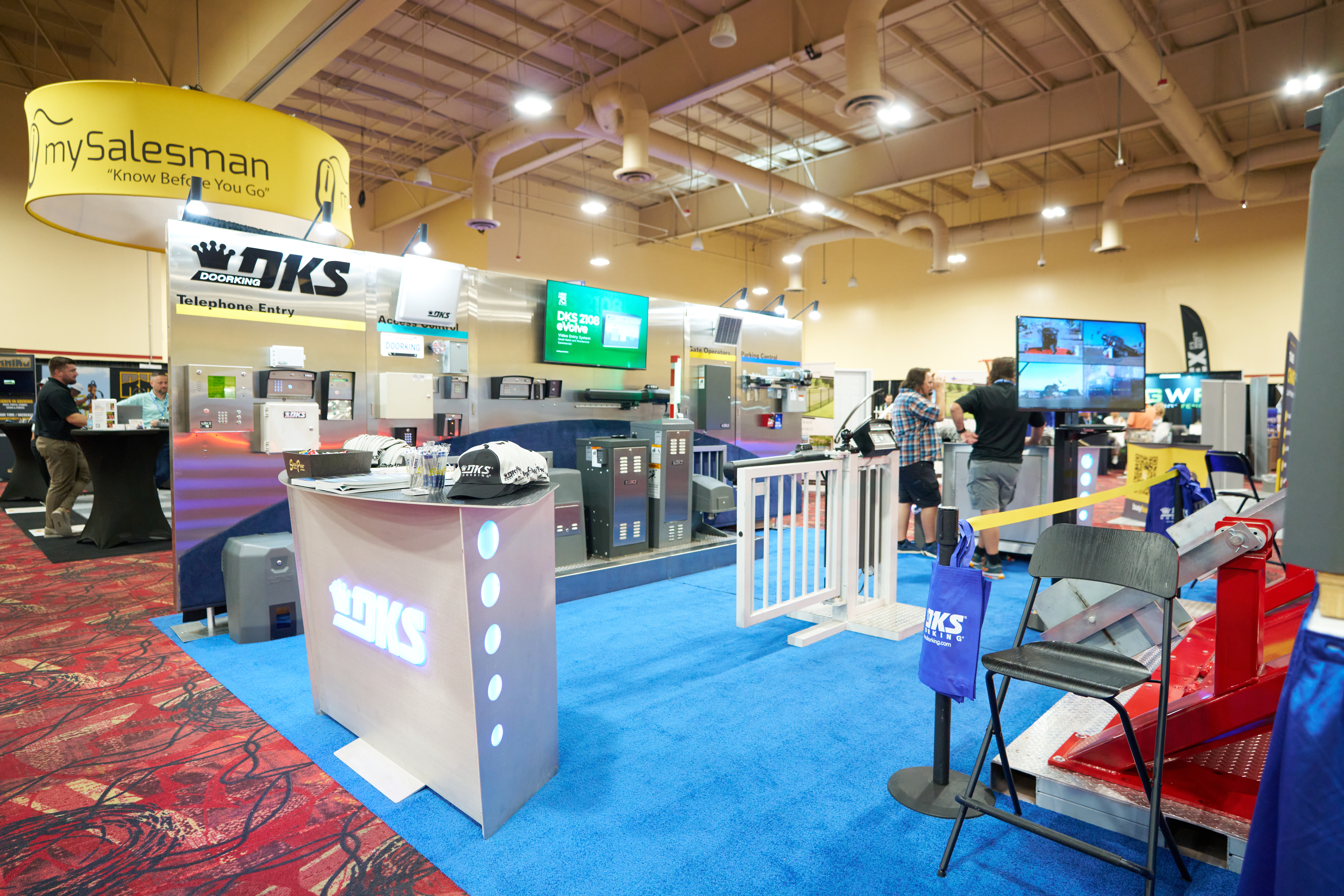 DoorKing, Inc. trade show booth showcasing access control systems, gate operators, and security solutions made in the USA.